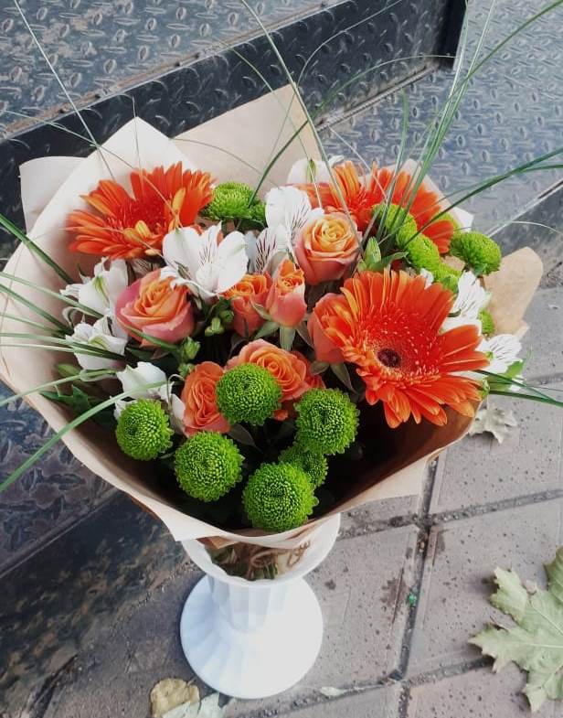 Букет цветов из: Герберы, Хризантемы, Альстромерии и Розы в Марфино Одинцовского района