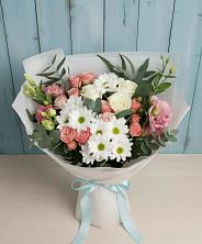 Букет цветов из:  Розы, Лизиантусы и Хризантемы в Марфино Одинцовского района
