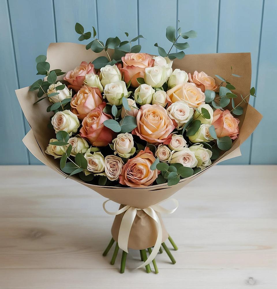 Букет цветов из: Альстромерии и Розы в Марфино Одинцовского района