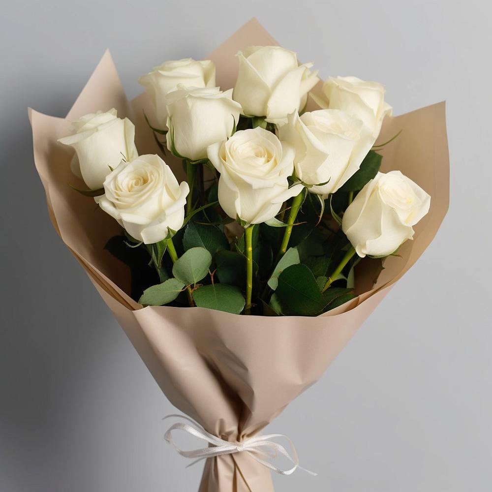 Букет 9 Белых роз Эдлесс Лав в Марфино Одинцовского района