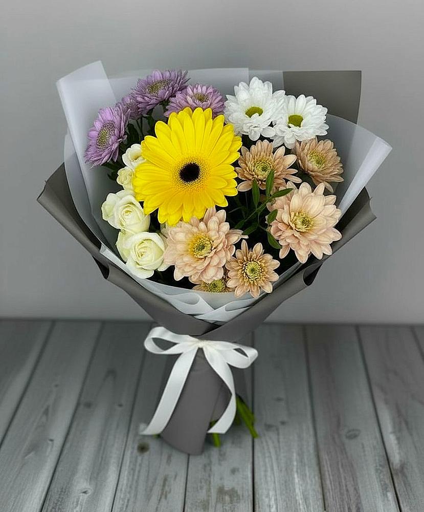 Букет цветов из: Розы, Герберы и Хризантемы в Марфино Одинцовского района