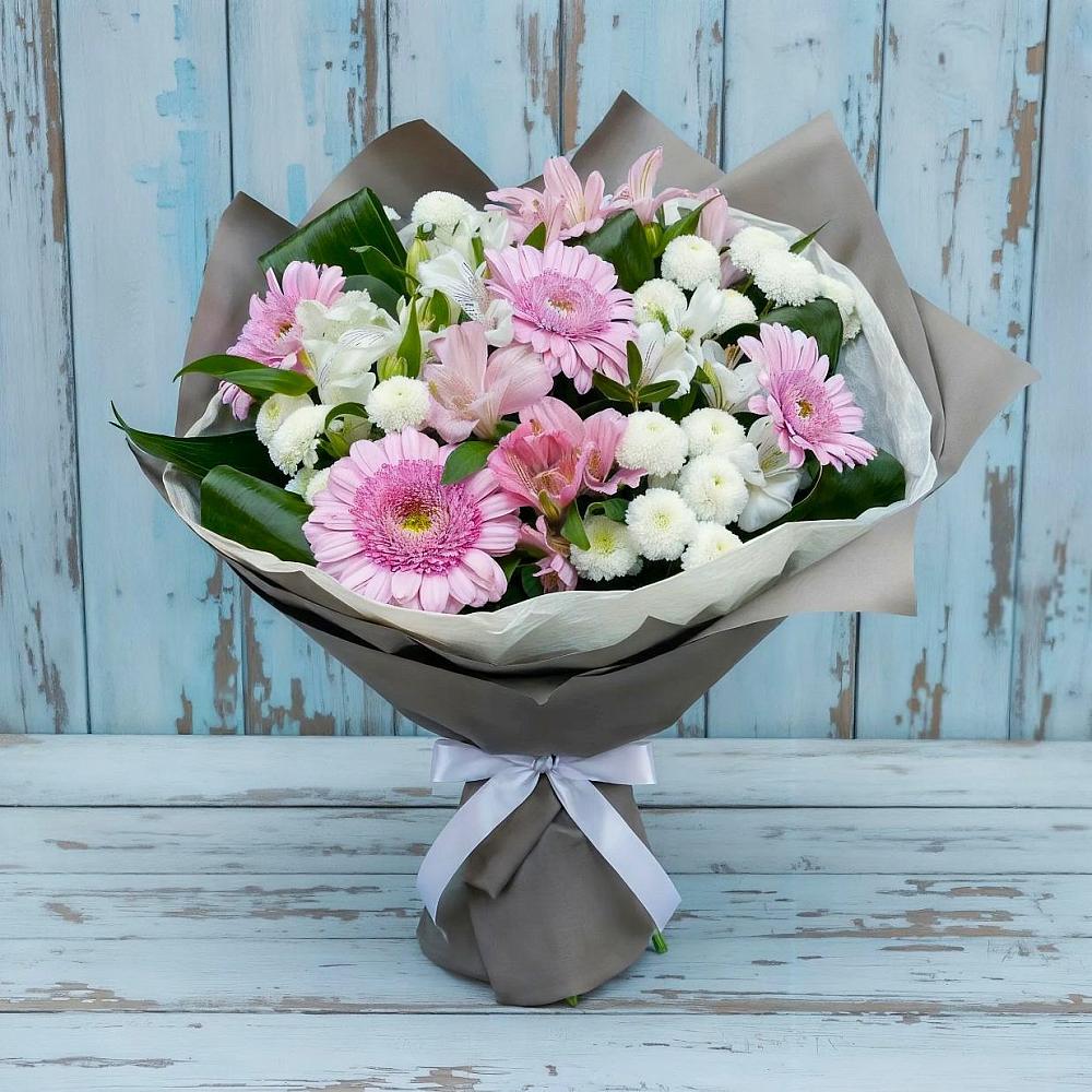 Букет цветов из: Герберы, Альстромерии и Хризантемы в Марфино Одинцовского района