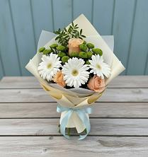 Букет цветов из:  Герберы, Розы и Хризантемы в Марфино Одинцовского района